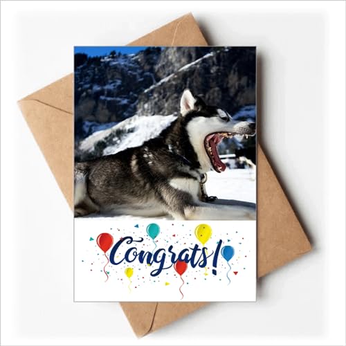 Cartes de mariage avec enveloppes : écrivez vos félicitations sur ce motif Husky élégant