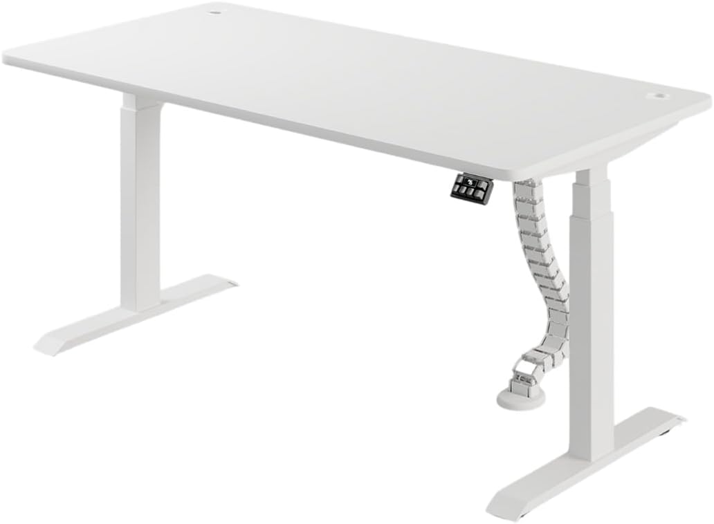 AFTERWORK Electric Height Adjustable Standing Desk, Neo Max Series Gaming Home Office Table, Dual Motor, Ergonomic Design, 120x70cm,White Table Top & Frame, Advanced Touch Control (White)