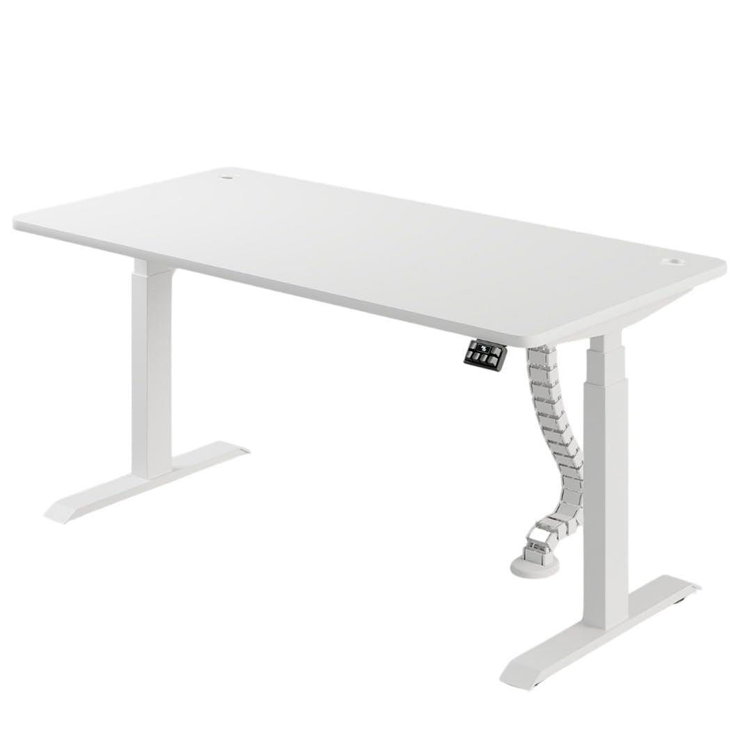 Electric Height Adjustable Standing Desk, Neo Max Series Gaming Home Office Table, Dual Motor, Ergonomic Design, 120x70cm,White Table Top & Frame, Advanced Touch Control (White)