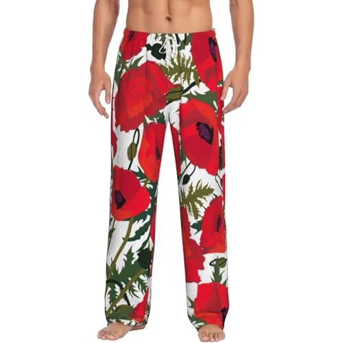 Pantalon de pyjama homme en flanelle coquelicot pour vêtement de détente doux