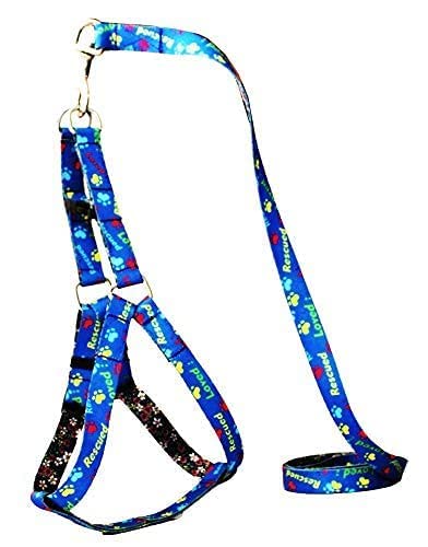 Dog Trust Printed Nylon Dog Harness & Leash Set with 15MM Small - (Chest Size - 19-24) (Blue) 03 (B09Y22WJ4B) Amazon Price History, Amazon Price Tracker