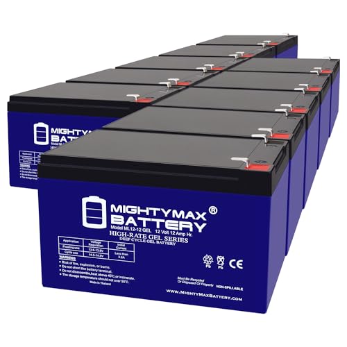 Mighty Max Battery 12V 12AH Gel F2 Replacement Battery Compatible with Quickie P-11 Wheelchair - 10 Pack