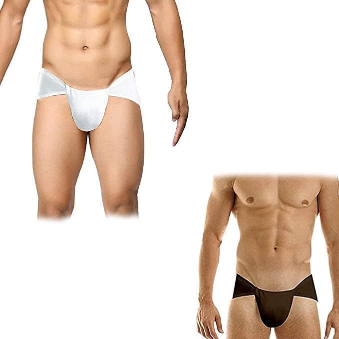 2 X pc Indian Traditional Underwear Langot Lankot Loin Cloth Supporter loincloth Cotton Gym Underpants - (1 White Color + 1 Black Color)
