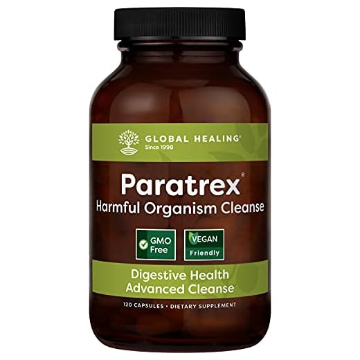 Global Healing Paratrex - Gut Health Cleansing & Intestinal Detox Support - Cleanse Supplement with Organic Wormwood, Neem, Black Walnut and Diatomaceous Earth for Human Adults - 120 Capsules