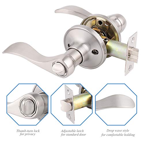 Gobrico 2 Pack Satin Nickel Universal Bed And Bath Door Levers Locks Drop Lever Style For Left/Right-Handed Doors #TOP3