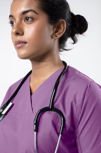 Image of Uniform Craft Women's 4 Pocket Scrub Suit Set | Medical Uniform | Cross V-Neck Poly Cotton | Short Sleeve Hospital Wear | Ideal for Doctors & Nurses (Lavender, 3XL)