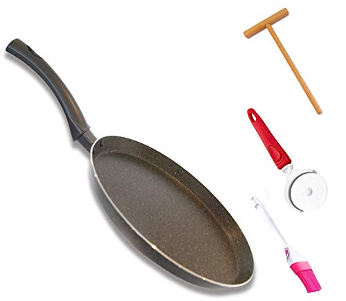 10" Inch Non Stick Crepe Pan - Including Egg Brush, 3.5" Spreader Stick
