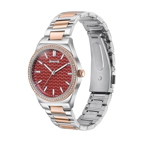 Image of Sonata Jashn with Quartz Analog Marron Dial IPS /IPRG Strap Women's Wedding Watch - 87120KM02