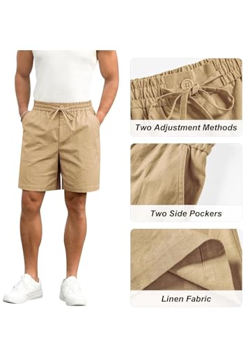 Image of Vogaan Men's Cotton Linen Shorts | Comfortable Breathable Casual Summer Shorts for Men