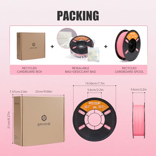 Image of ERYONE Matte PLA Lite 3D Printer Filament 1.75 + /- 0.03mm, Matte Filament 1KG(2.2LBS) Spool, Pink
