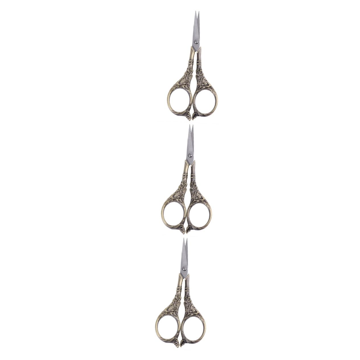 SHINEOFI 3stücke Antike Nähschere Mit Lilienmuster Edelstahl- Für Stoffe Und Bastelarbeiten Leicht Ergonomisch Langlebig Für Und Handarbeiten Antik Cyan