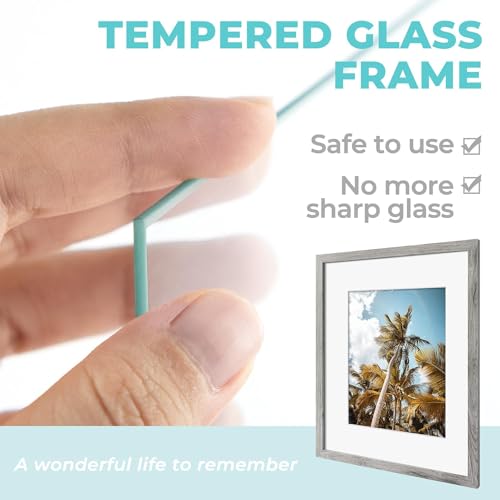 Image of Frametory, 16x20 Picture Frame with Mat for 11x14 Picture- - High Definition Glass Wide Molding - Preinstalled Wall Mounting Hardware (Gray, 1 Pack)