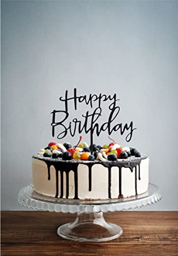 Happy Birthday Cake Topper. Cake Party Decorations, Acrylic Black Birthday Cake Topper #TOP6