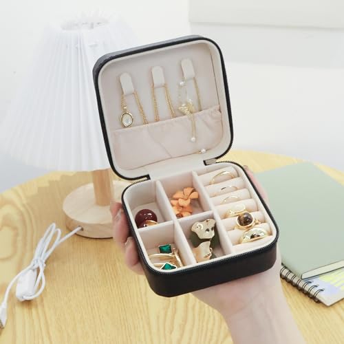 Image of Travel Jewelry Case Box Organizer, Small Jewelry Storage Box,Black,1 Pcs