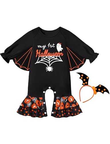 TyeSmo My First Halloween Outfit with Baby Girl Halloween Outfit Halloween Outfit Baby Girl Romper Halloween Baby Girl Outfit My First Halloween Baby Girl Outfit 9-12 Months, Orange