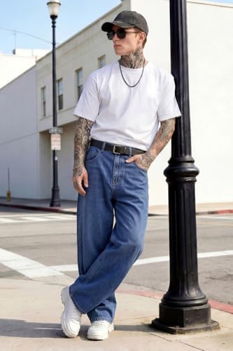 Image of GINGTTO Men's Baggy Barrel Jeans Wide Leg Y2K Denim Pants | Loose Fit Streetwear Casual Hip Hop Skater Vintage Style