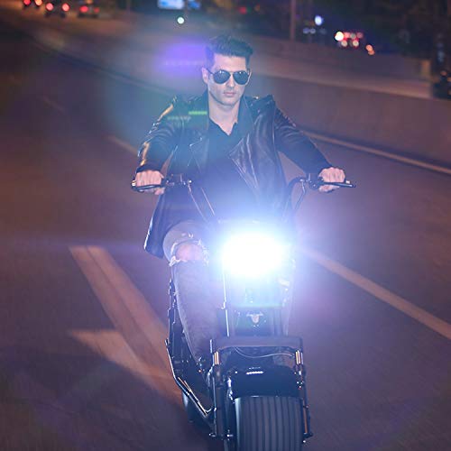2000W Electric Moped Fat Tire Scooter with Front/Rear Shocks, Dual Disc Brakes One Button Start Electric Fat Tire Motor Bike for Adult with 2 Seats/Backrest/Cargo/Helmet,60V 21.8Ah