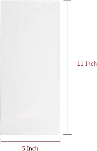 Miniatura 2 de Volanic 100 bolsas transparentes de 5 x 11 pulgadas, bolsa plana de celofán OPP con lazos coloridos para regalo de boda, dulces, galletas,