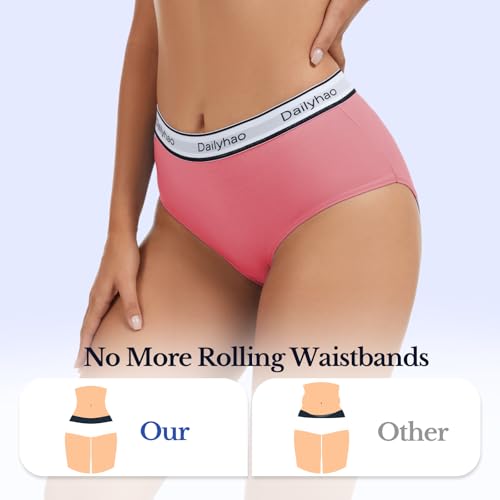 Image of Women's Cotton Underwear Mid Rise Full Coverage Soft Breathable Stretchy Solid Brief (5 Pack)
