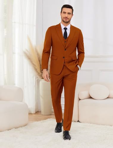 Men Slim Fit 3 Piece Suit Wedding Groom 2 Button Blazer Peak Lapel Solid Suit Single Breasted Vest & Pants Sets2