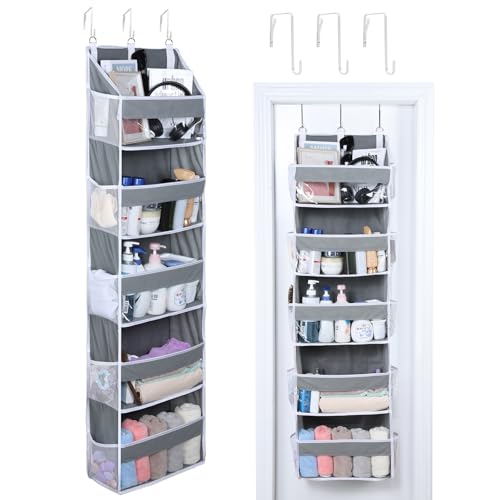 OTraki Panier Suspendu Rangement 140 X 39 X 17 Cm, Organisateur À Accrocher sur La Porte avec 10 Poches Latérales Et Crochets Métalliques, Penderie Enfant...