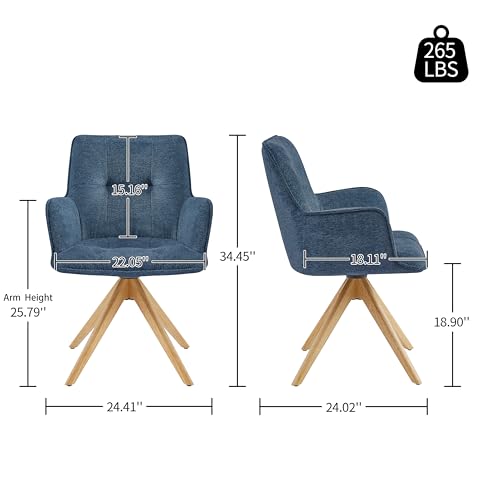 Sillón giratorio tapizado azul moderno sin ruedas miniatura 2