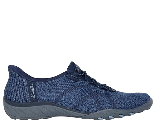 Skechers Modern Comfort Women's Women's Breathe Easy-Knitty Waves Hands Free Slip-Ins Sneaker, Navy, 112