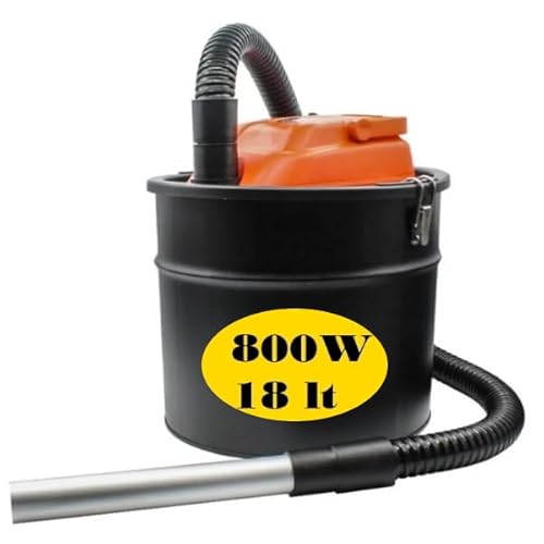 GrecoShop Aspiracenere 800W 18 LT con Filtro HEPA per Cenere di Camini, Stufe a Legna o Pellet (Cod. 5994)