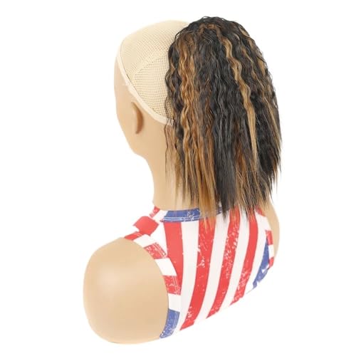 Coleta Postiza Extensión De Cola De Caballo Con Cordón De 28CM, Extensiones De Cabello De Cola De Caballo En Capas Ligeras Y Rizadas Con Clip Corto Sintético For Mujeres ponytail extension(1BH27)