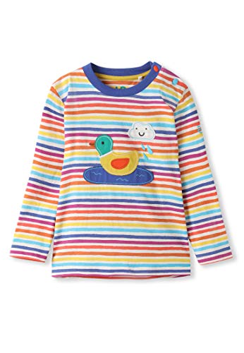 Image of kIDio Organic Cotton Applique Baby Infant Toddler Long Sleeve Top - Girl Boy Tee Shirt Blouse (0-4 Years)