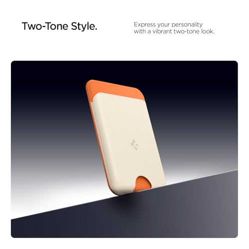 Image of Caseology by Spigen for MagSafe Wallet, Holds 2 Cards, NanoPop MagFit | For iPhone 17 /16 /15 /14 /13 /12, Pixel 10 Series, Magnetic Cases, Pixelsnap & More - Orange Beige