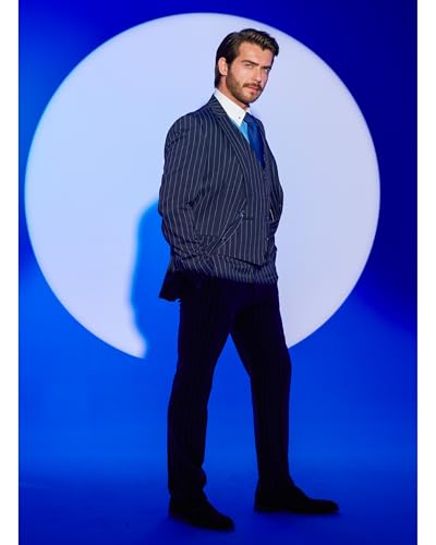 Mens 3 Piece Pinstripe Suits Tailored Fit Suit for Men Blazer Vest Trousers Set for Business Wedding Prom2