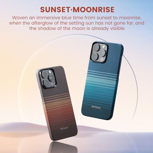 Pitaka MagEZ Case 5 for iPhone 15 Pro, 6.1'', Sunset - Aramid Fiber, Magnetic, Slim & Light, Compatible with MagSafe