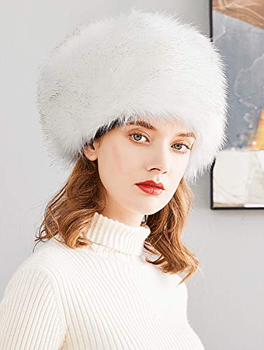 Lovful Winter Women Faux Fur Russian Cossack Style Hat Winter Hat,White #TOP3