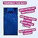 Tan Fan Self Tan Sleep Sac - Keep Sheets Clean from Self Tanner Stains - 100% Cooling Silky Poly Sleeping Sack - Won’t Rub or Absorb Tanning Lotion - Lightweight Large w Foot Openings (Navy)
