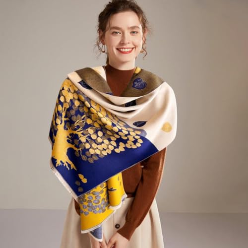 Winter Scarf Cashmere Shawl For Women Leaf Pattern Reversible Scarf With Tassel Pashmina Shawls And Wraps Warm Stole2