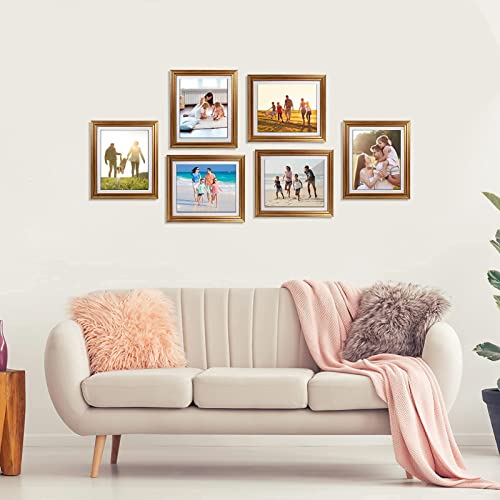 Mebrudy 8X10 Picture Frames With Mat, Gold Photo Frames Set For Wall Or Tabletop Display, 6 Pack #TOP1
