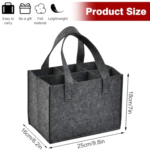 YWKJDDM Wine Bottle Carrier Felt, 6-Compartment Bottle Bag, Portable Wine Tote Carrier, Wine Bottle Holder for Travel Picnic - Image 2