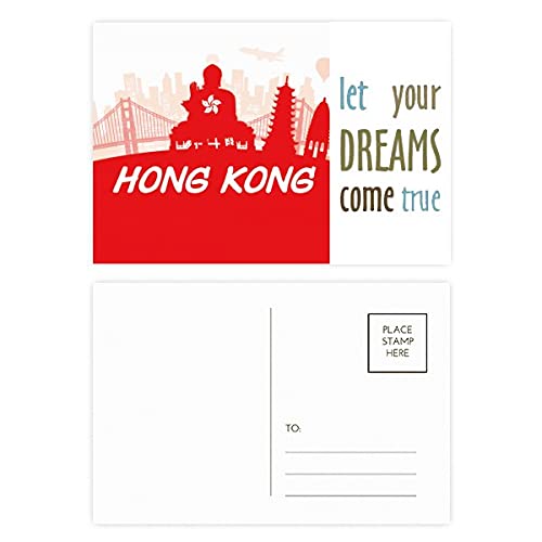 Cartes postales de Hong Kong avec contour rouge, lot de 20 pour cartes de vœux et souvenirs