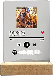 Funmii Custom Photo Keychain Personalised Gifts for Men Customised Spotify Music Plaque Glass Frame Acrylic Song Album Cover Gifts for Women Mom Dad Valentines Day Wedding Birthday