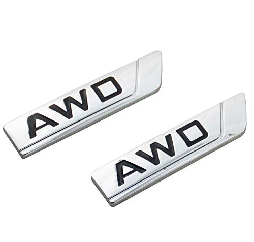 Image of 2x Metal Car Trunk Awd Emblem 3D Badge Fender Sport Sticker Decal Logo Nameplate Replacement for Universal Car AWD 4WD (Chrome Black)