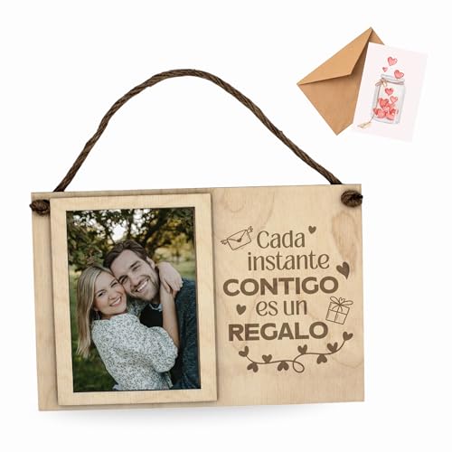 ayurvana Marco de Fotos en Madera Personalizado – Regalo Original para Madre, Abuela, Pareja, Madrina o Amiga – Con Cuerda de Yute – Decoración de Pared 24x16cm – Ideal Día de la Madre y Cumpleaños