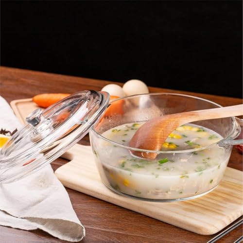 Image of bellemax 1pcs Set of 1000 ml Each Casserole with Glass lid Microwave Oven Safe Serving Bowl Tempered Glass, for Rice and Boiling Food Multipurpose (BM-02)