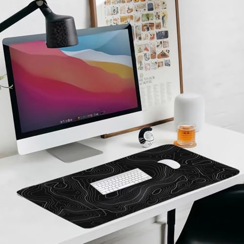 Image of Topographic Mouse Pad, Extended Gaming (35.4x15.7 in), Desk Mat Laptop Waterproof Decor Writing for Work, Game, Office, Home - Topographic Contour