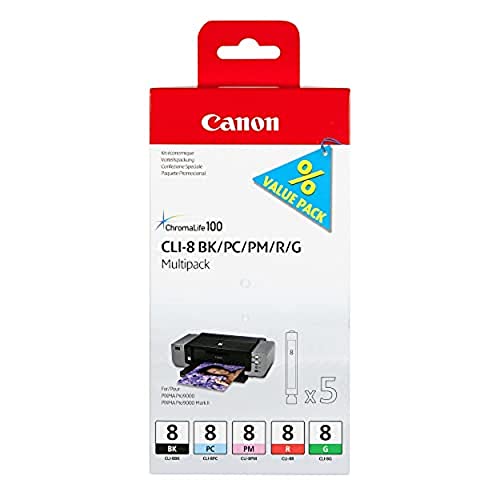 Cartouche CLI-8 Canon multipack noir photo rouge gris jet d'encre