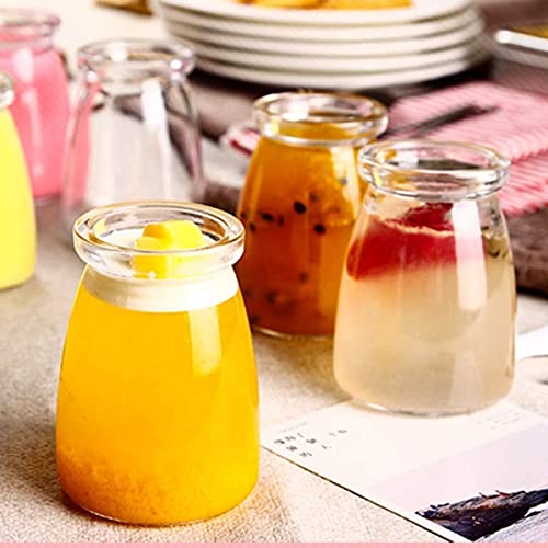 Image of Glass Food Storage Containers with Airtight Bamboo Lid, Coffee Storage Jars for Home Kitchen, Pantry Tea, Spices, Snack (PUDDING JAR SET OF 6, 100 ML)
