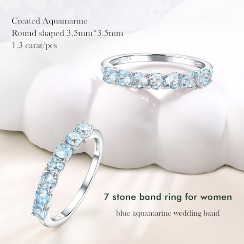 RANDES March Birthstone Rings for Women Silver Aquamarine Ring Wedding Band by RANDES - Used condition - Image 5