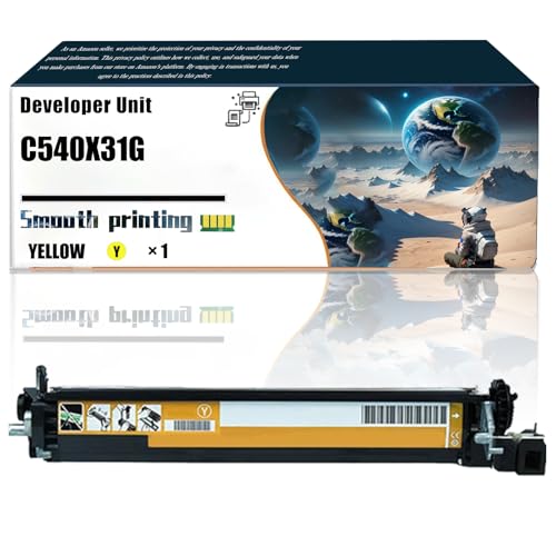 Replacement Parts Developer Unit C540X31G Compatible with Lexmark C544N C546DTN X543DN X544DN X544DTN Printers, Contains Chip and Clear Printing (1 Pack Yellow)
