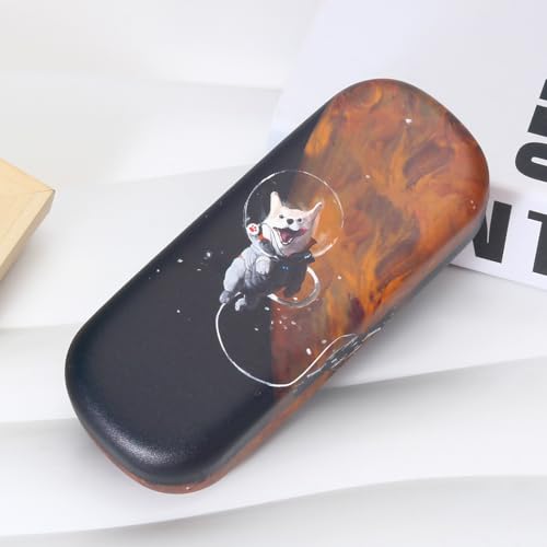 Image of Hard Shell Glasses Case - Shockproof PU Leather Eyeglass Case Holder Portable With Glass Clean Cloth for Men & Women
