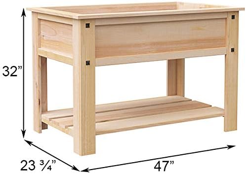 Panacea 81711 Mission Cedar Elevated Garden Bed with Shelf, Tan, 4'L, 32" H